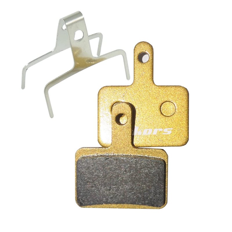 Gekors Metallic Bicycle Disc Brake Pads for Shimano/Tektro/TRP, 1 Pair with a Spring, Golden - Image 1